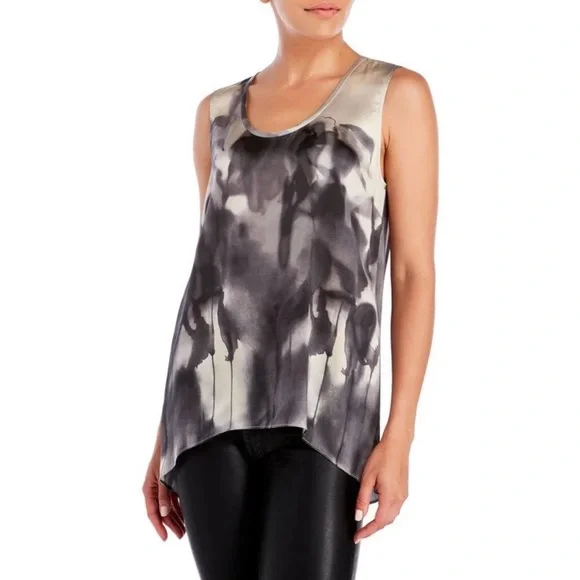 NWOT Eileen Fisher Watercolor 100% Silk Sleeveless High Low Tank Top - Picture 1 of 7